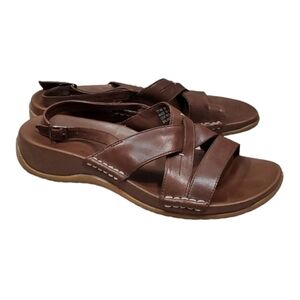 Clarks Women Leather Comfort Sandals Flip Flop shoes sz 9M